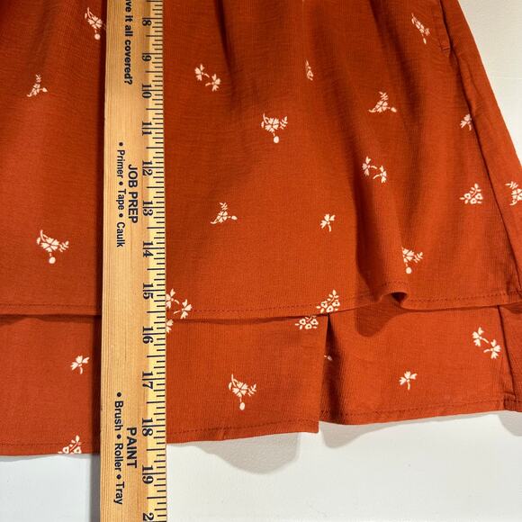 Toad&Co Manzana Tiered Skirt Rust Ditsy Print Size M 100% Organic Cotton - Picture 7 of 7
